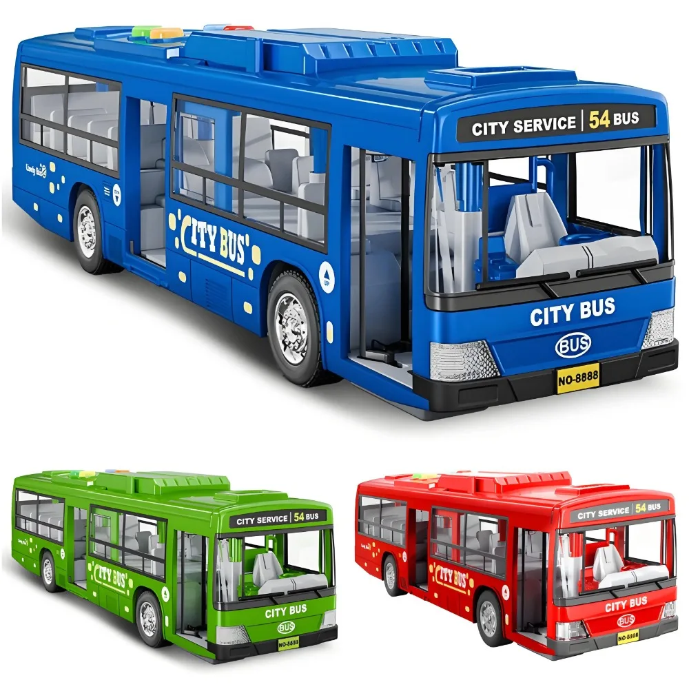 

New Large Size Light Music Inertia Bus Model Pull Back Cars Simulation Bus High Quality Drop-resistant Educational Toys Gifts