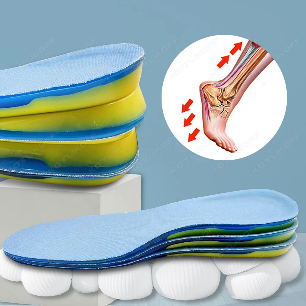 Semelles Orthopédiques en Gel de Silicone, Absorption des Chocs, Talon en Nid d\'Abeille, dehors, Course à Pied, Confortables et Souples