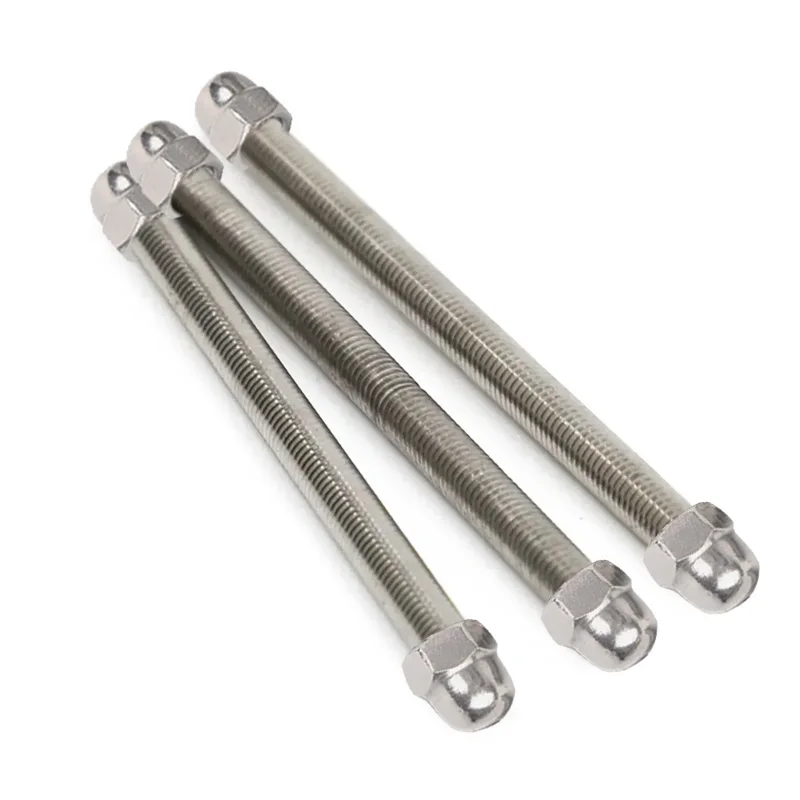 304 Kit Mur Tutup Hex Batang Berulir Penuh Baja Tahan Karat DIN975 DIN1587 Set Mur Kubah Sekrup Kancing M3 M4 M5 M6 M8