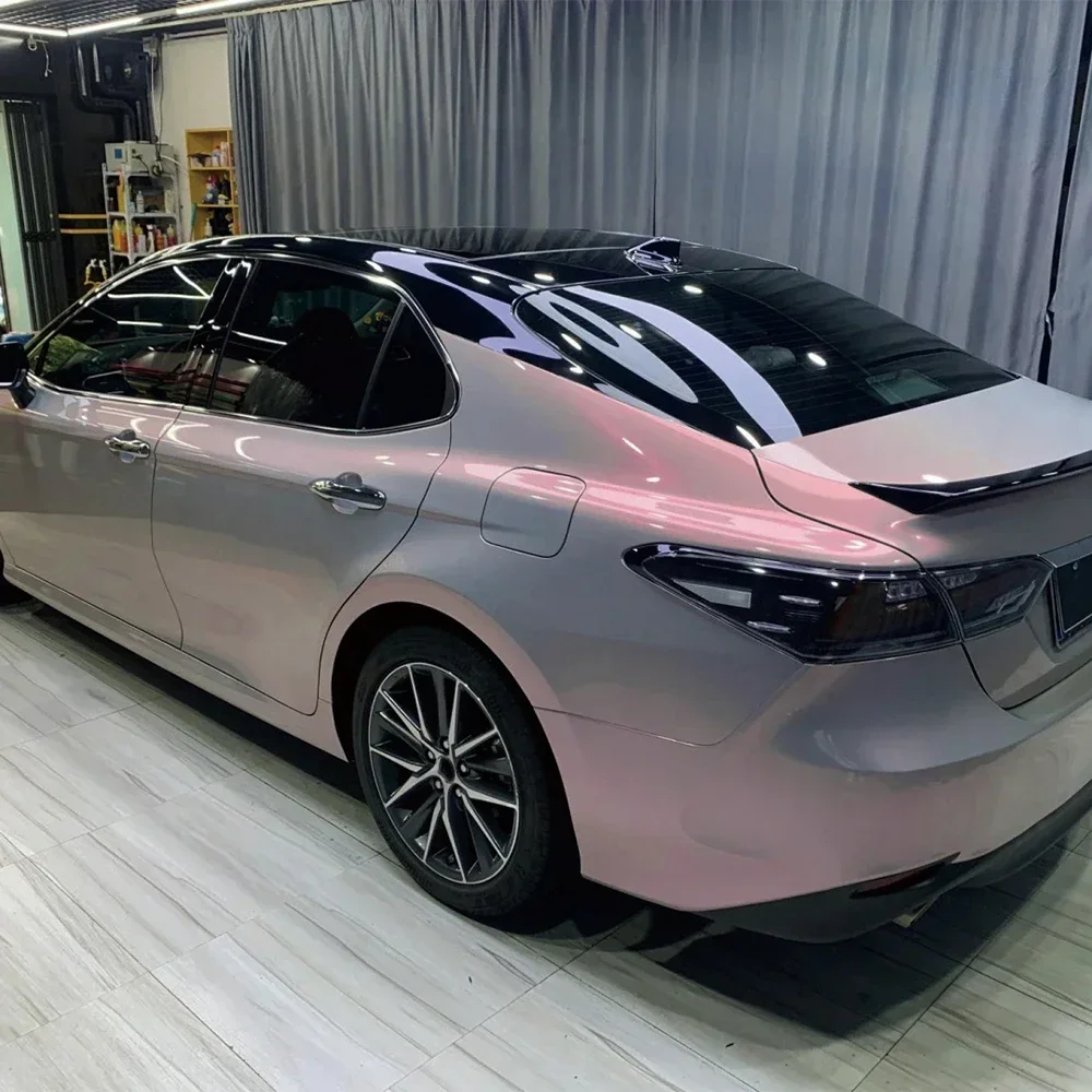 Car Vinyl Film PET Magic Pearl Gray & Red Auto Wrapping Decal With Air Release PVC Motorcycle Car Body Exterior Decoration Film