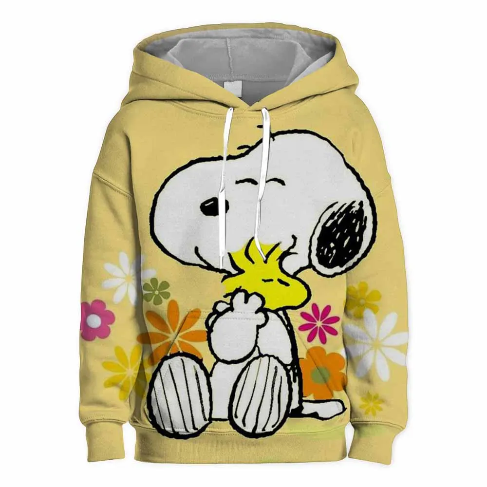 2024 Autumn Winter Men Women Snoopy Hoodie Disney Pullover Kids Casual Hooded Clothing Boys Girls Fashion Trend Coat With Hat