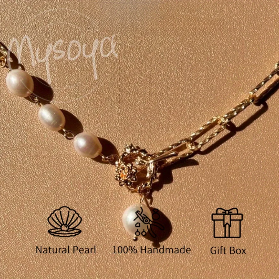 

Ожерелье MYSOYA из пресноводного жемчуга в форме белого риса, 7-8 мм, в подарочной коробке. Идеальный подарок для нее/него на дни рождения/свадьбы.