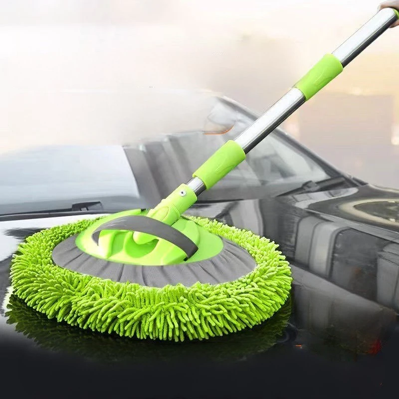 

Aluminum alloy extended handle car wash mop three sections telescopic brush cleaning brush dusting duster