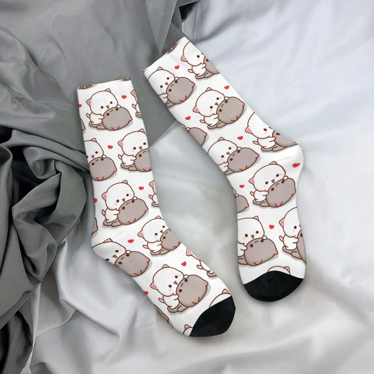 Winter Warm Cool Unisex Peach And Goma Mochi Cat Lover Socks Breathable Skateboard Socks