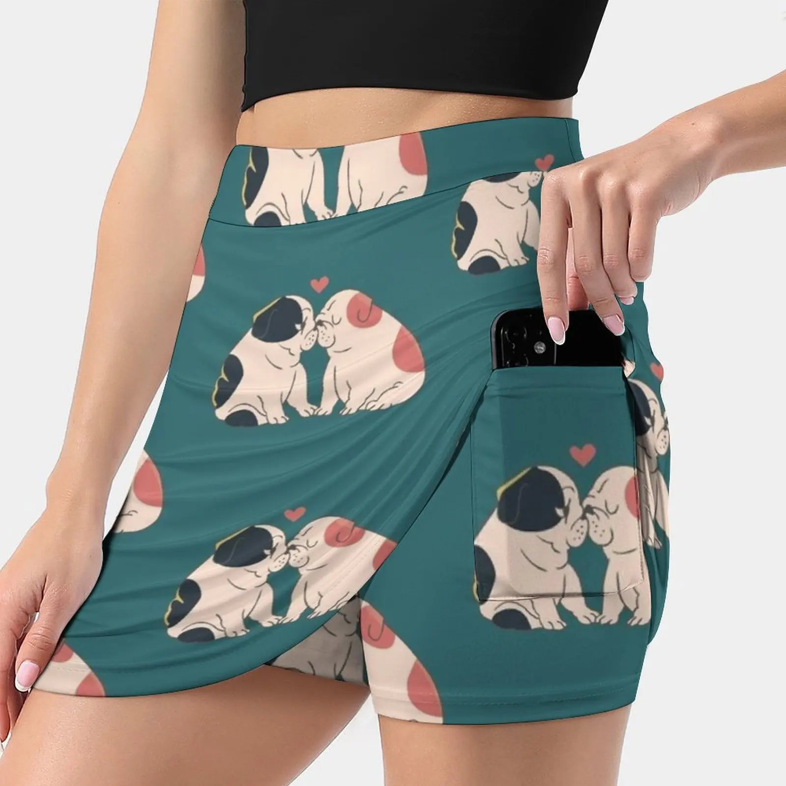 English Bulldog Kisses Women's skirt Aesthetic skirts New Fashion Short Skirts English Bulldog Kissing Love Bulldog English