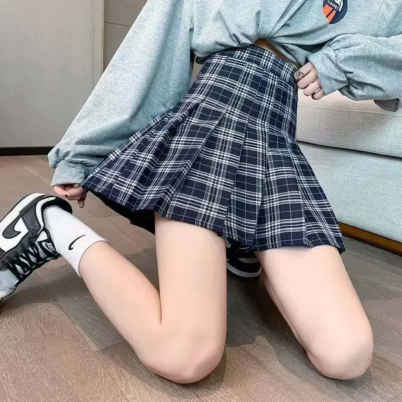 Without Shorts Pleated Skirts Women Preppy Style Mini Skirt Fashion Sexy Female Plaid Skirt Chic Street A-line Woman Skirts