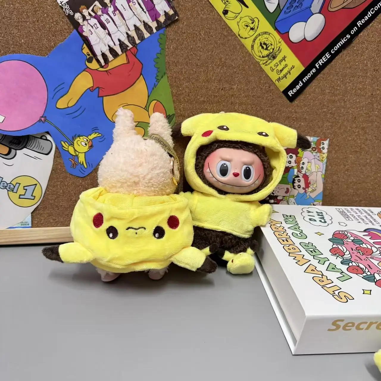 

Только одежда Kawaii 17 см Labubu, плюшевая кукла Пикачу, толстовка с капюшоном, аниме, девчачье сердце, милая кукла, сменная одежда, подарок