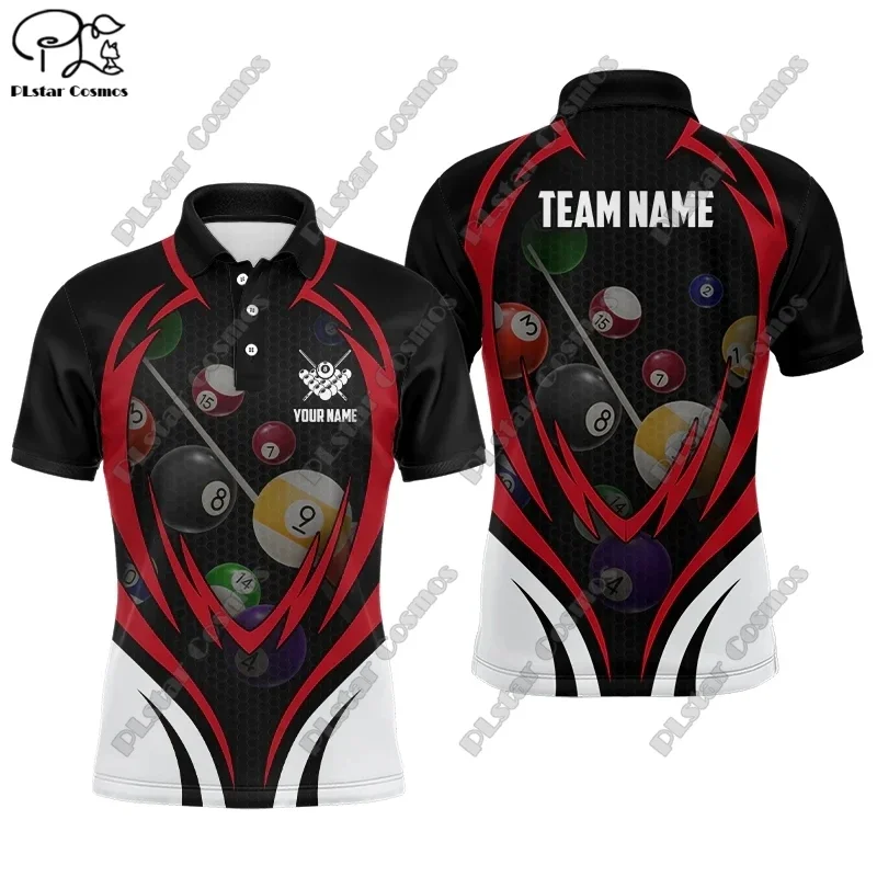 Men's Custom Name Polo Shirts Fun Billiard Jerseys Personalized Billiard Club League Shirts 3D Printed Polo Shirts T-Shirts t-8