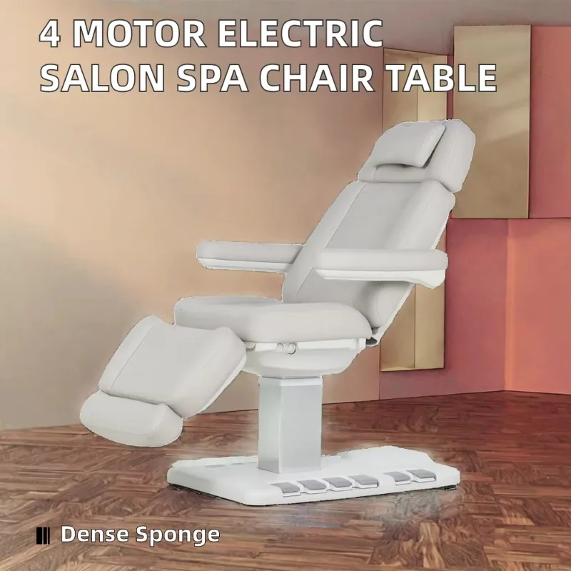 4 Motor Electric Adjustable European Design Salon Spa Massage Table with High-Density Sponge and Metal Frame