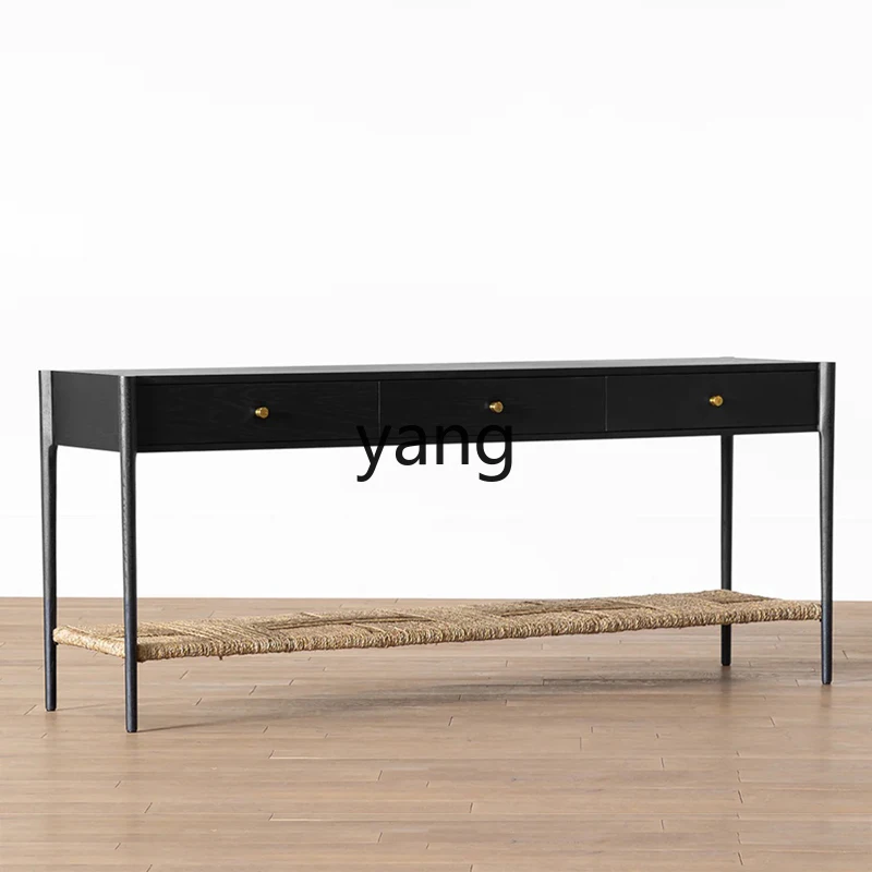 

LZR Backrest Table Oak Entryway Table Hallway Decorative Table