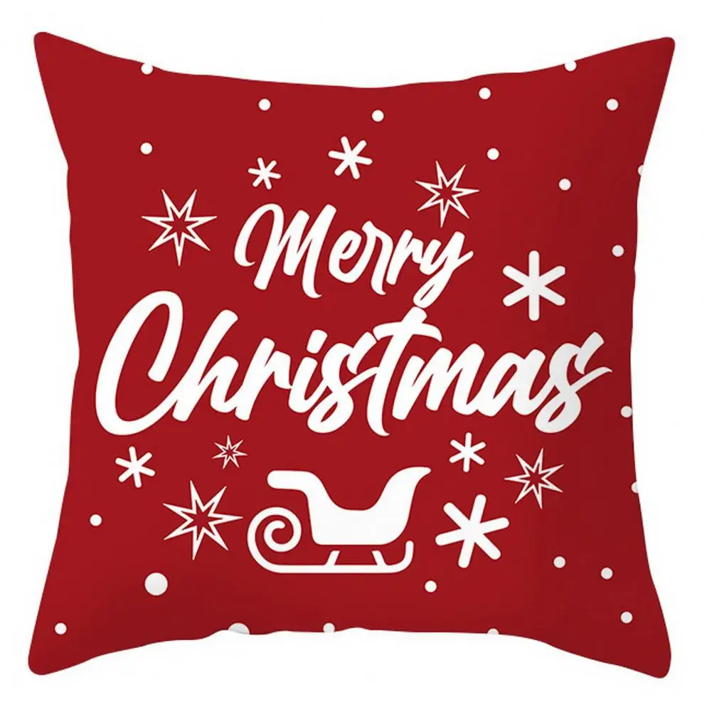 Christmas Decor Pillow Cover 45x45cm Hidden Zipper Cushion Cover Festive Print Pillowcase cojines decorativos para sofá