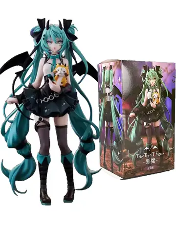 Anime Little Devil Hatsune Miku Handmade Little Raccoon Chuyin Dark Angel Handmade PVC Model Animation Peripheral Ornaments