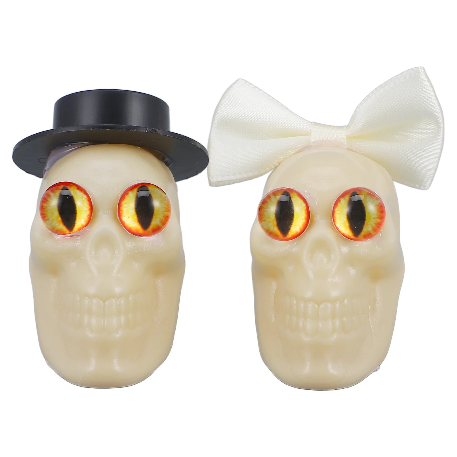 

1Pair Halloween Skull Decor Bride Groom Simulation Skull Head Decoration Haunted House Horror Party Supplies Scary Props