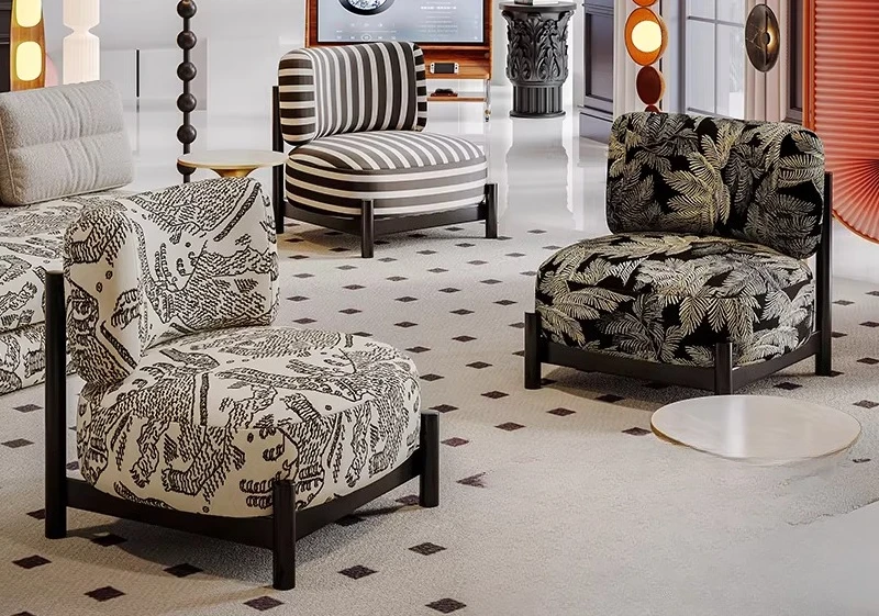 

French creative and artistic sense of medieval living room balcony single sofa chair