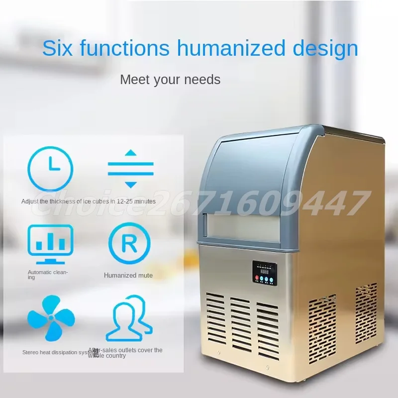 Commercial Cube Ice Maker 120kg/Day Air Cool Ice Machine 45kg Capacity Automatic Ice Maker for Coffee Shop/Bubble Tea Shop