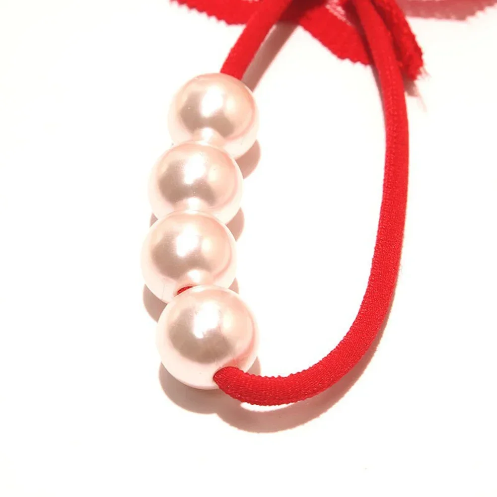 Roupa íntima feminina sexy TBack Pearls Hollow TPants alças finas calcinha com laço