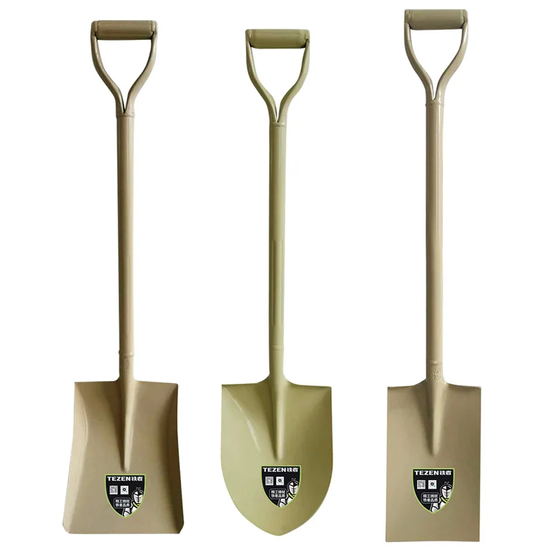 D-type handle digging shovel 1-meter steel pipe handle large mud shovel square shovel pointed shovel garden manual tool