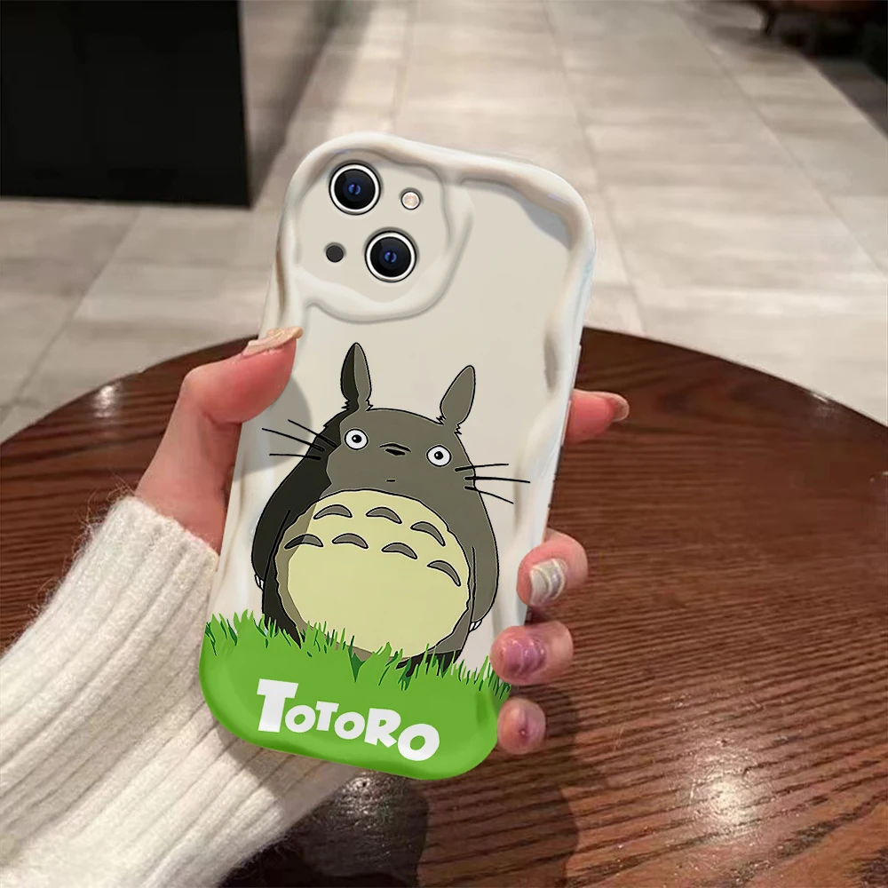 cute cartoon 3D Wave Case For iPhone 16 15 14 13 12 11 Pro Max Mini X XR XSMAX 8 7 6S Plus T-totoros Soft Silicone Cover