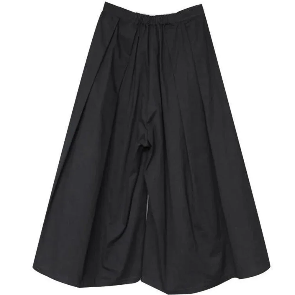 Pantalon Hakama de Style Gothique Foncé à 7 Points, Jambes Larges, Sans Genre, Grande Taille, Design de Samouraï, Unisexe, Nouvelle Collection 2024