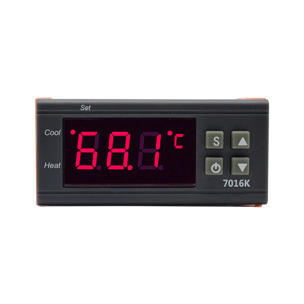 7016K Digital thermostat 10A/30A K-type thermocouple 1M Temperature control range: 1-999℃ Relay output 10V/24V/110V/220V