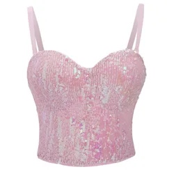 Camis Tees Corset Sexy Top Summer Tank Top Women Clothing Y2k Tops Fashion Clothes Streetwear Stage Show Party Club Bling Shirts