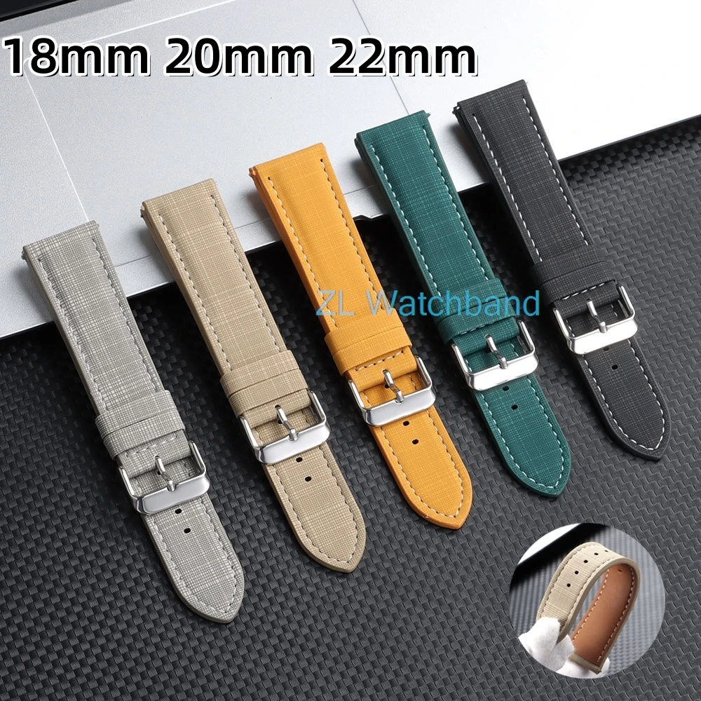 Bracelet de montre vintage en cuir de veau, 18mm, 20mm, 22mm, universel, à dégagement rapide, en cuir souple pour hommes, femmes, unisexe, affaires