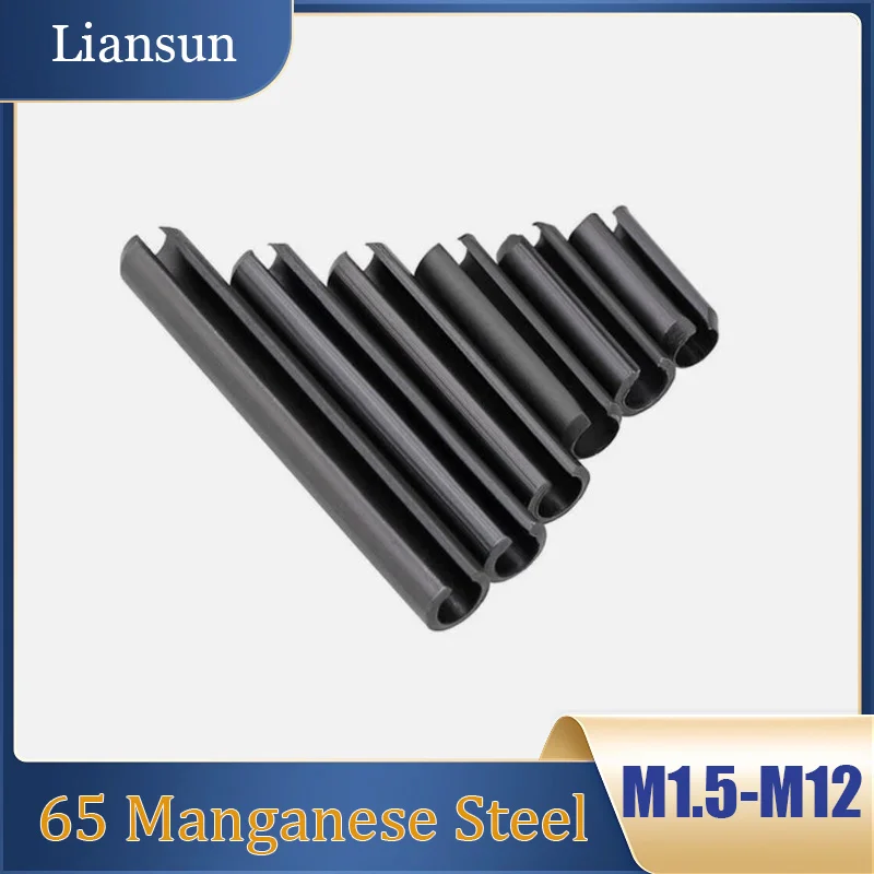 

2-100pcs Black Steel Spring Type Straight Pins Slotted M1.5 M2 M2.5 M3 M4 M5 M6 M8 M10 M12 65 Manganese Steel Length 4-100mm