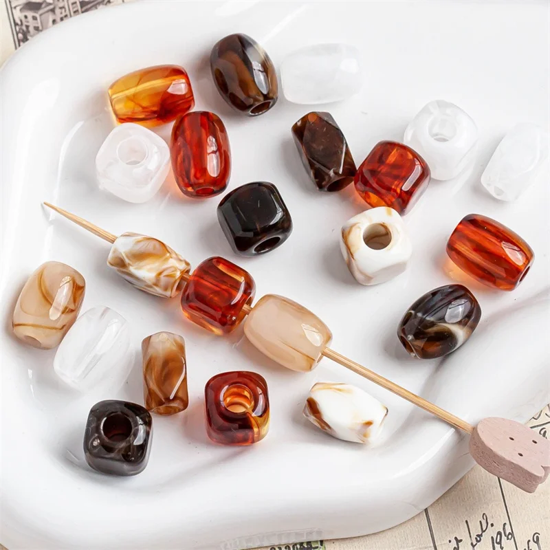 Wholesale 100pcs/lot color print geometry Irregular ovals square shape resin straight hole beads diy jewelry garment accessory