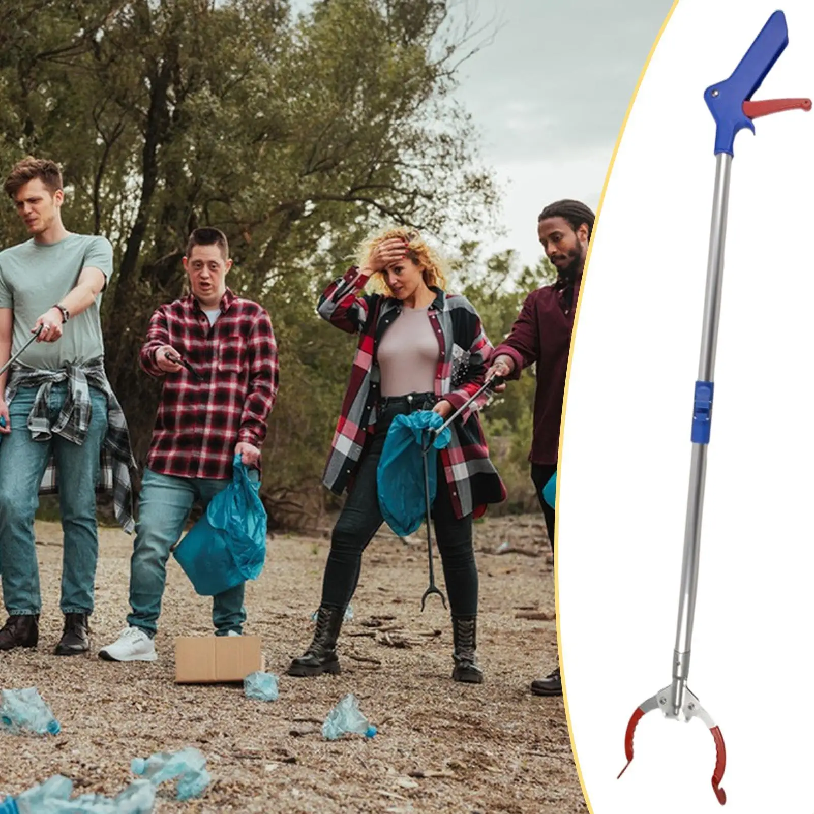 أداة المنتزع قابلة للطي مريحة من سبائك الألومنيوم لوازم المنزل المنتقى العلوي المنتزع لتنظيف المسنين المنزل القمامة حديقة ساحة