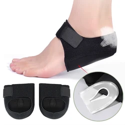 1 Pair Silicone Heel Pads Shock Absorption Relieving Leg Pressure Adjustable Straps To Prevent Slipping Insoles