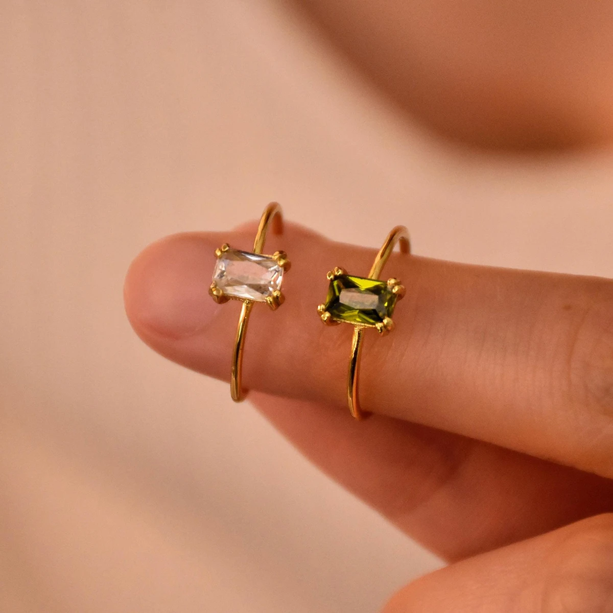 

Zircon Birthstone Rings For Women Gold Color Stainless Steel Birthstone Opening Ring Minimalist Christmas Birthday Jewelry Gift