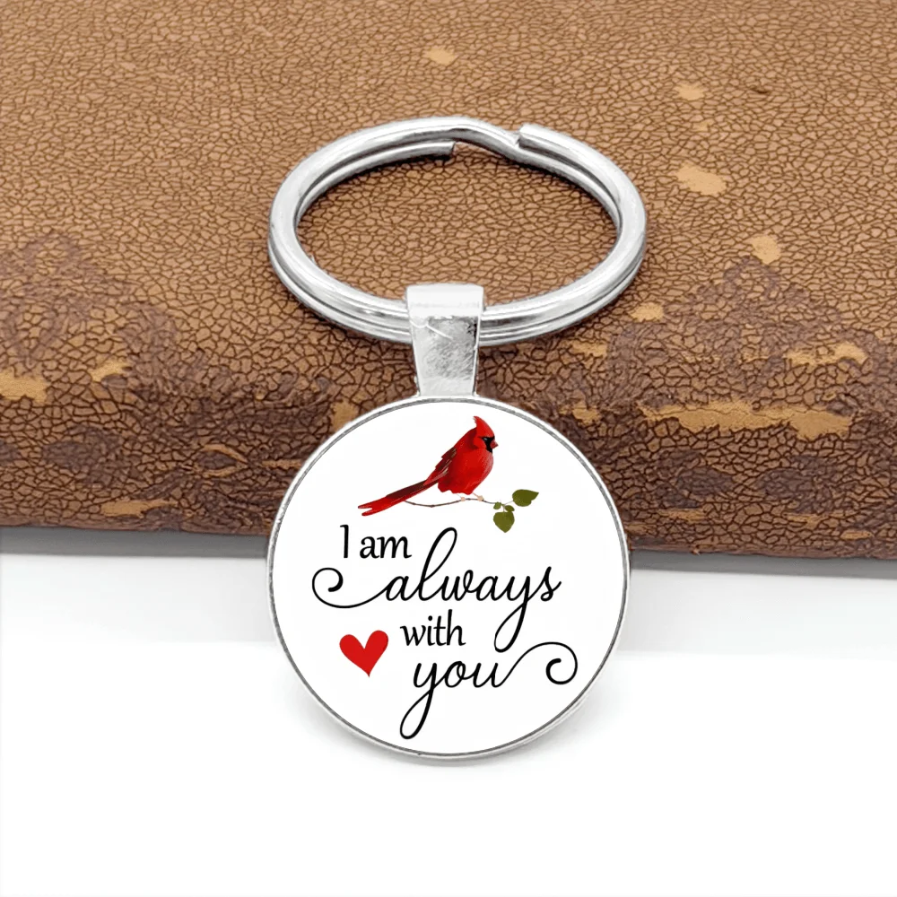 1pc Northern Cardinal Bird Keychains I Am Always With You Keychain Gifts For Mom Dad Lover