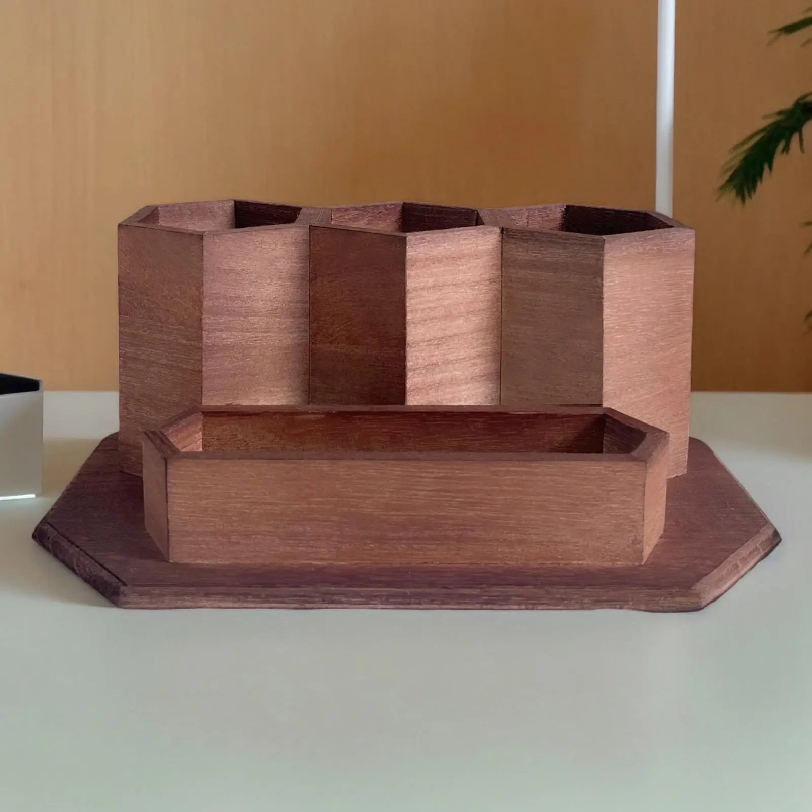 Держатель для ручек и карандашей, декоративный держатель для кистей, 4 отделения, маркер для хранения посуды, художественный органайзер, дерево для художественной студии