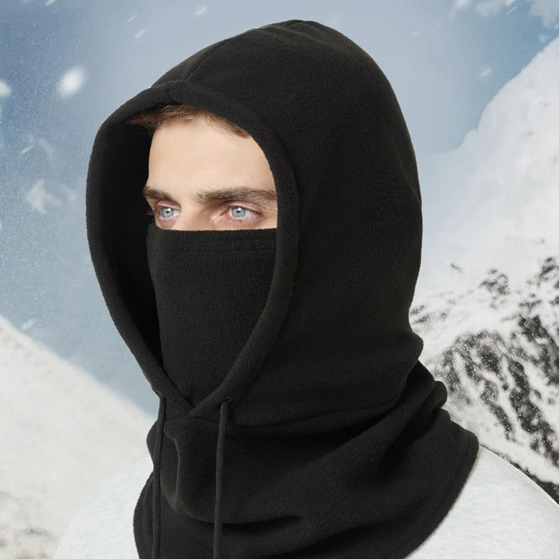 Máscara facial de lã polar, máscara de esqui de inverno para homens e mulheres adequada para ciclismo ao ar livre em tempo frio pescoço quente chapéu à prova de vento