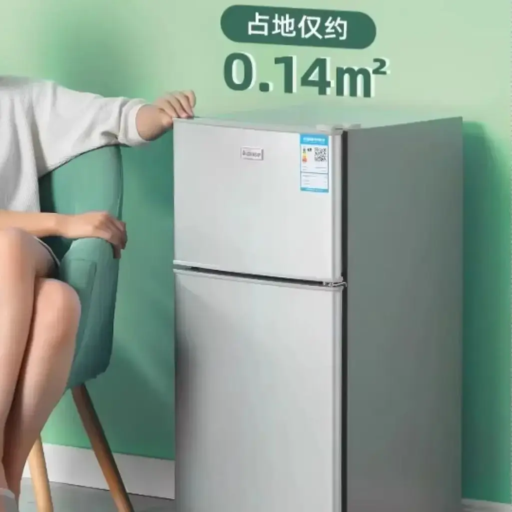 Small refrigerator for household use, small dormitory rental, mini energy-saving office, double door refrigerator