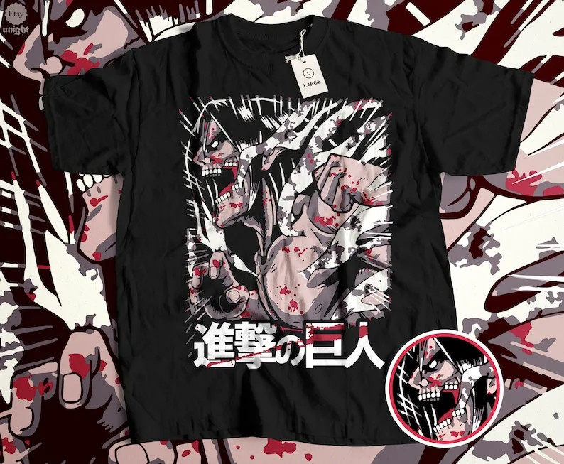 Unisex Titan Onslaught Tee - Manga-Inspired Fierce Combatant, Tokyo Wall Breacher, RetroDesign, Anime Siege Art, Monstrous Manga