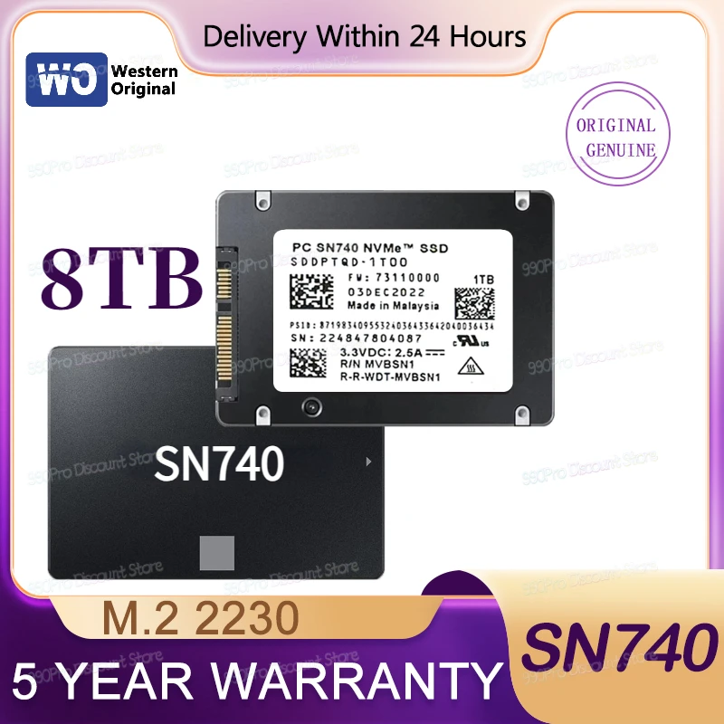 

Original SN740 SN530 1TB 2TB 512GB 256GB M.2 SSD 2230 NVMe PCIe Gen 4x4 3x4 SSD For Microsoft Surface ProX Steam Deck ROG ally