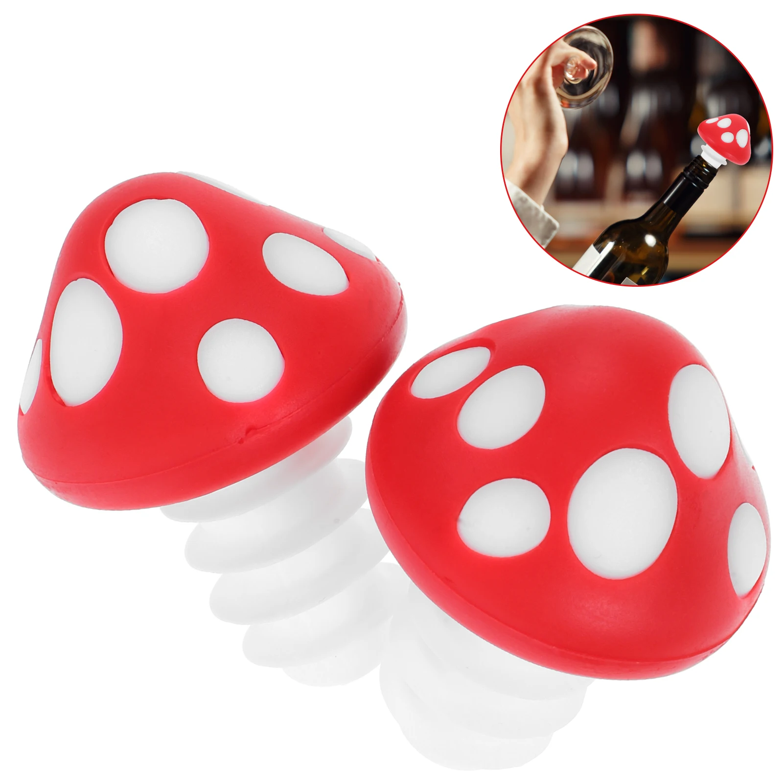 

2Pcs Mushroom Silicone Bottle Stoppers Sealing Plug Freshness Preservation Accessory Reusable Beverage Cap Cover For Home