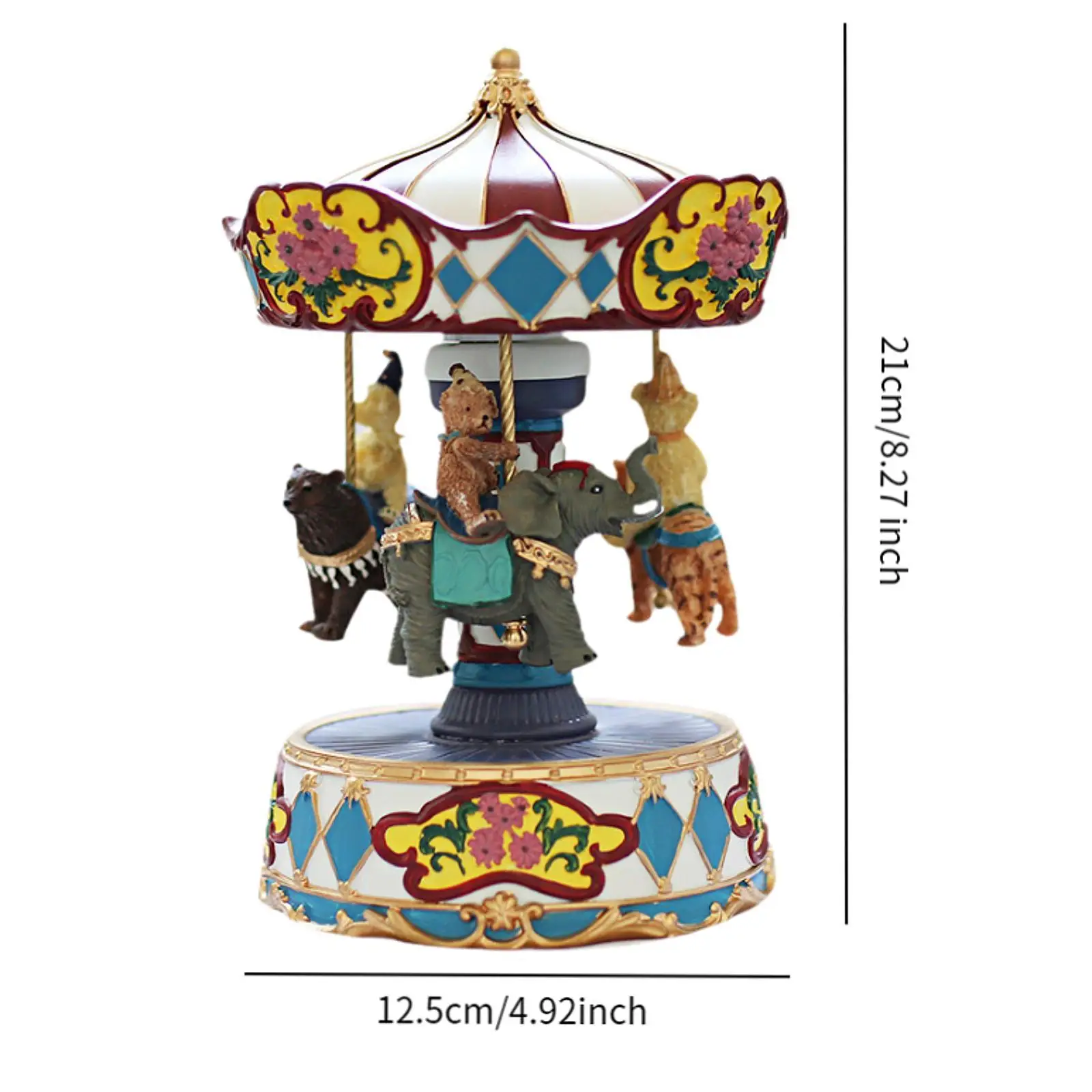 Carousel Music Box Cute Mechanical Music Clockwork Type Rotation Multifunctional Animals Sculpture Decoration Holiday Kids Gift