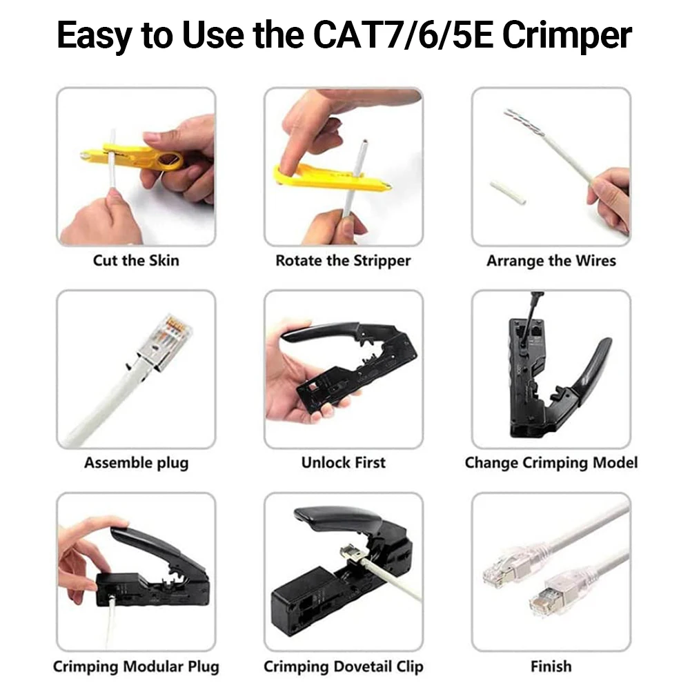 Hoolnx RJ45 Alat Crimping Lewat Jaringan Tang Crimp UNTUK Konektor RJ45 CAT7 CAT6A CAT6 CAT5 CAT5e 8P 6P Steker Modular