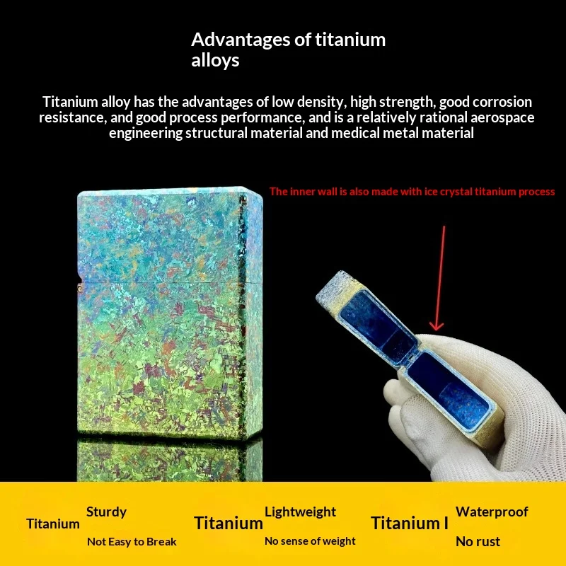 Необычная керосиновая зажигалка из титанового сплава, ледяной кристалл, титан, элитная ограниченная серия, бутик, зажигалки для топливного масла, подарки для курения