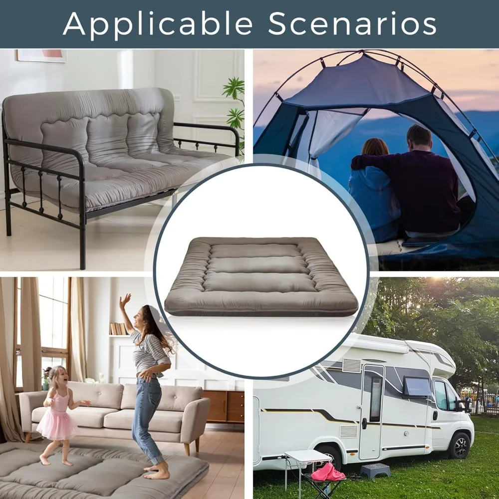 مرتبة فوتون يابانية سميكة للغاية مقاس 6 بوصات، وسادة تاتامي قابلة للطي للبالغين، سرير أرضي قابل للطي لغرفة نوم غرفة الضيوف