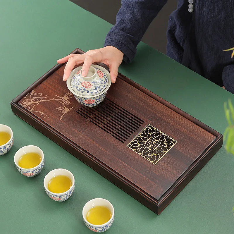 

Alpine bamboo walnut color kung fu water storage tea tray tea set high-grade bamboo waterproof tea tray art tea set