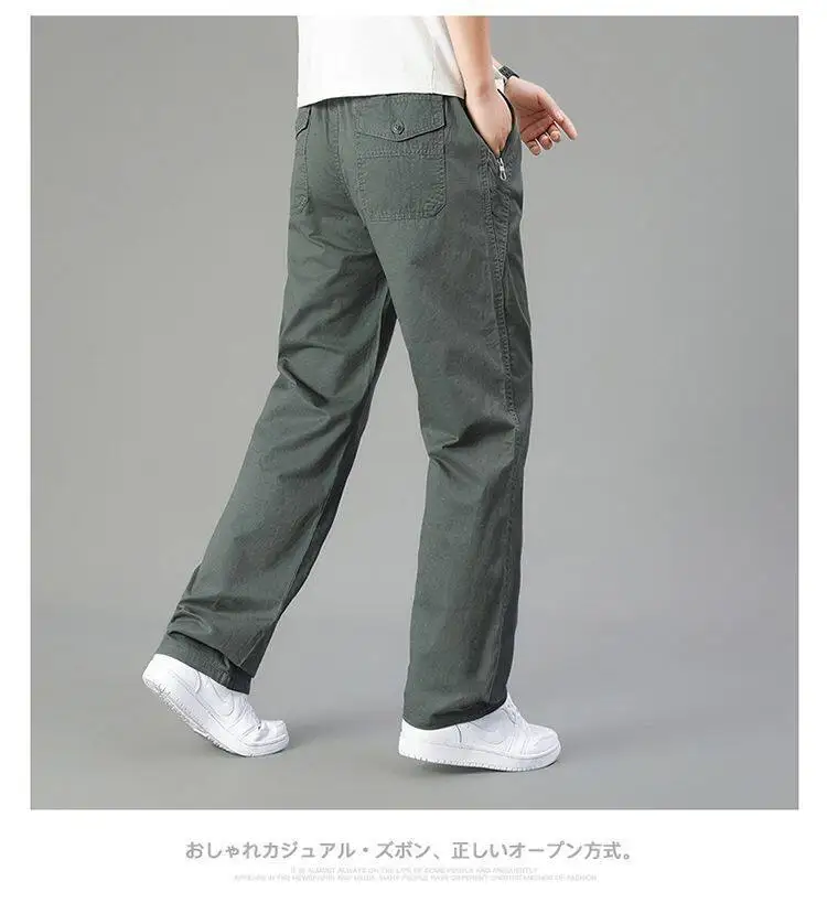 Große Größe männer Cargo Hosen Beiläufige Lose Gerade Hosen Baumwolle Lange Hosen Zipper Taschen Herren Jogger Hosen 5XL 6XL – Detail 5