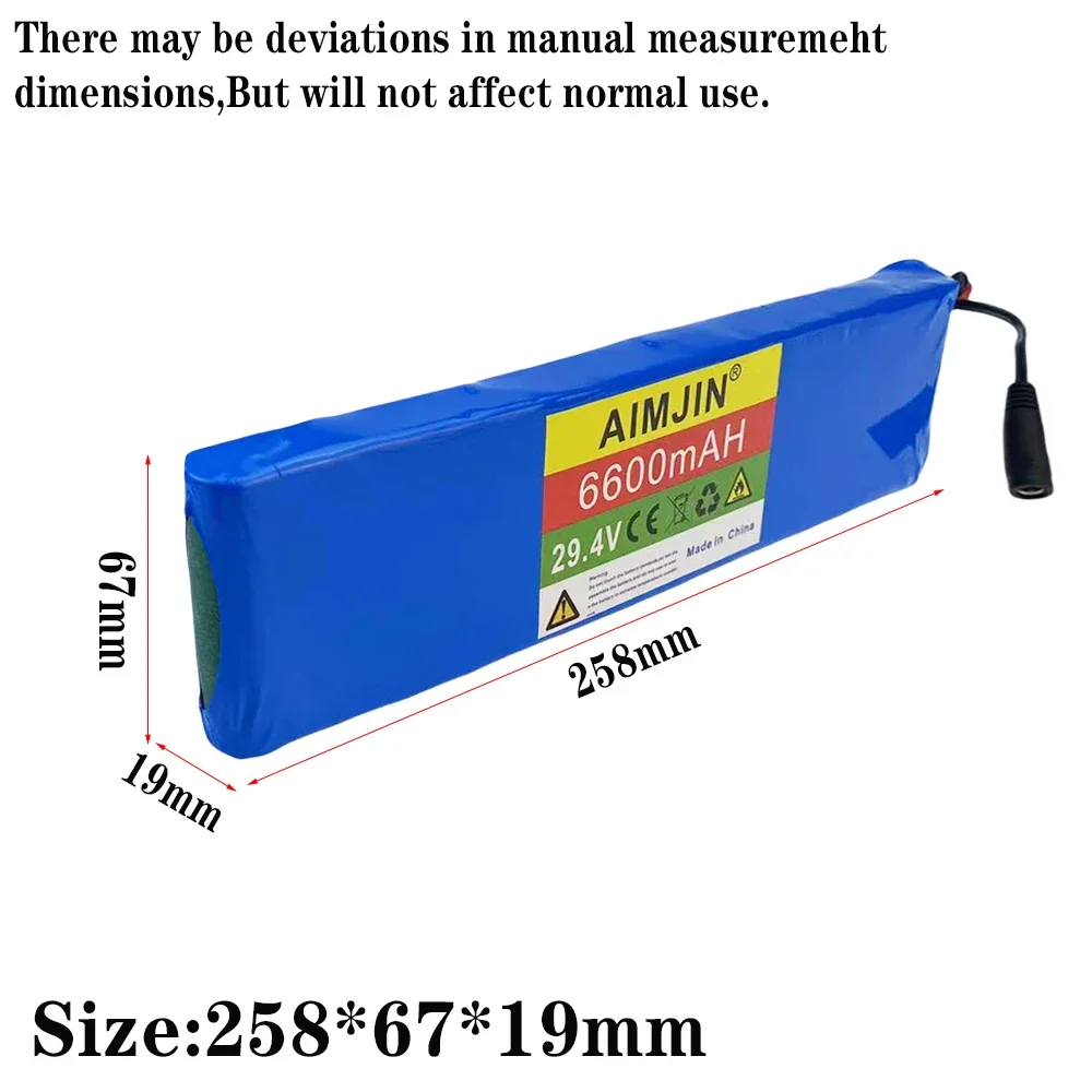 24v 6.6ah 7s2p 18650 lithium-ion rechargeable battery 29.4v 6600mah battery pack+2a charger