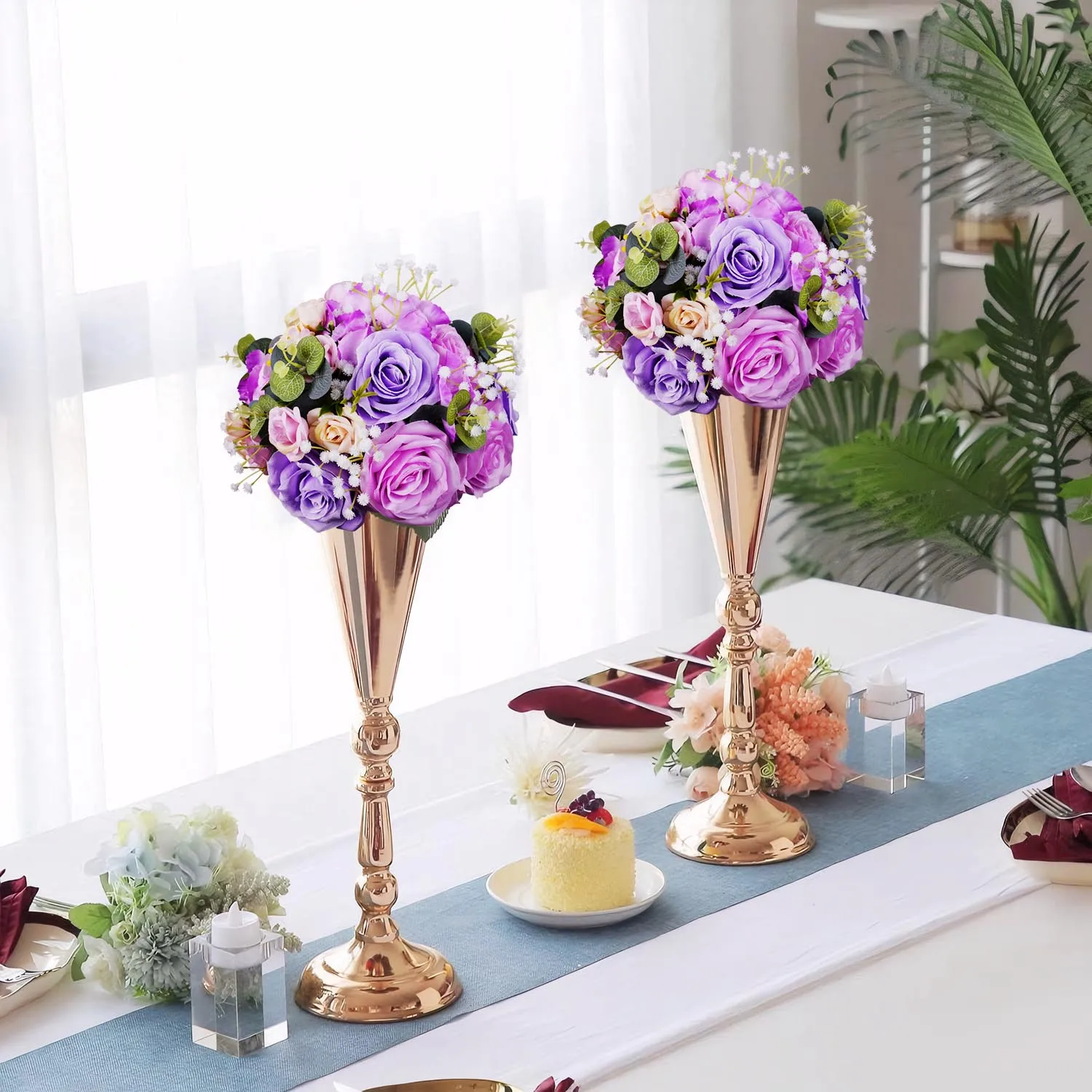 25cm Purple  Rose Hydrangea Table Centerpiece Floral Ball Wedding Table Deor Flower Arrangement Party Stage Props Window Display