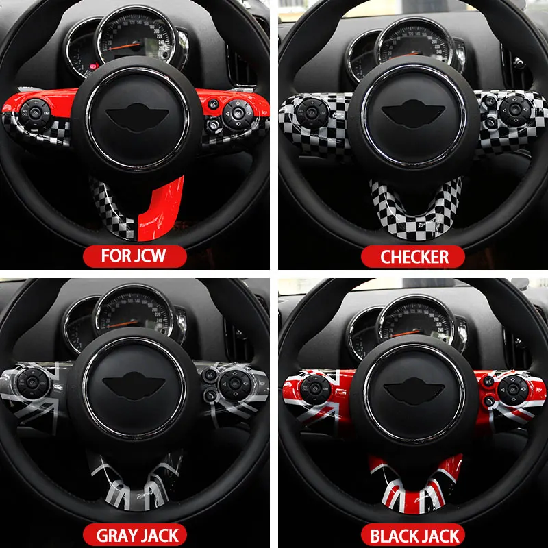 3PCS Car Steering Wheel Panel Button Switch Trim Cover Stickers For Mini Cooper F54 F55 F56 F57 F60 Interior Parts Car Accessory