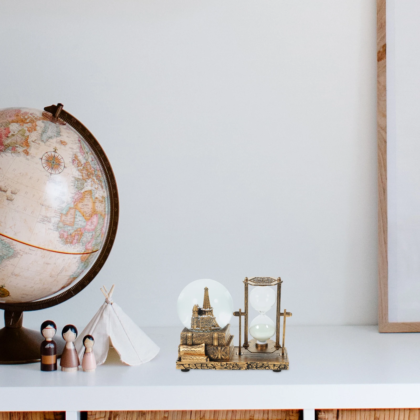 

Retro Iron Tower S Clock Crystal Ball Desk nament Light Student Timer Resin Craft Decor Hourglass Room Adornment