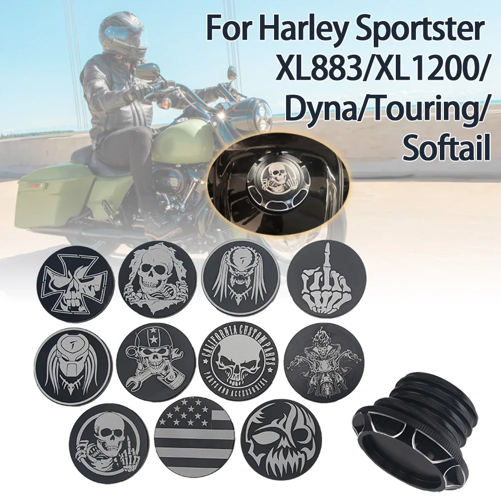 

Motorcycle Skull Fuel Gas Tank Decorative Oil Cap For Sportster XL 1200 883 X48 Dyna Softail Touring FLHR