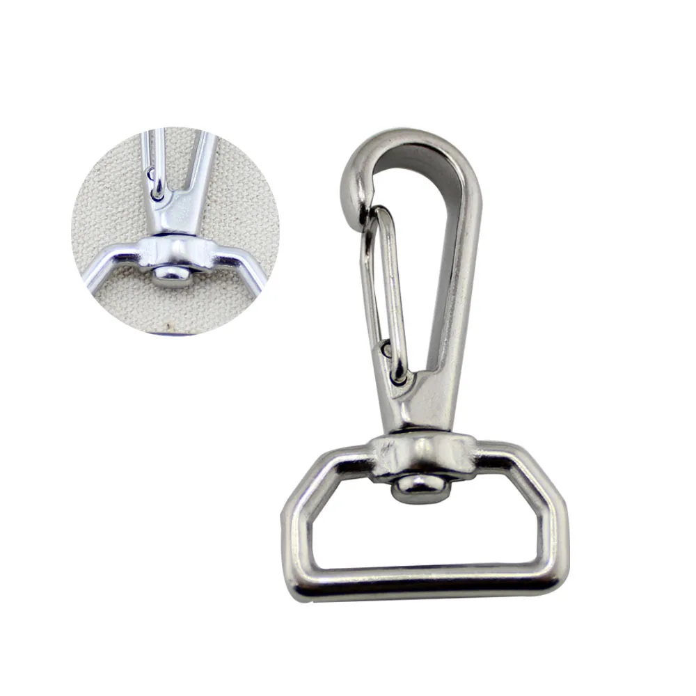 High Polishing Marine Stainless Steel 304 Boat Quick Release Swivel Eye Snap Hook 65mm Dog Chain Bolted Carabiner for 25mm Strap